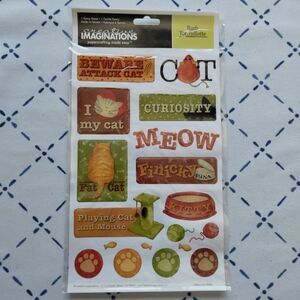 Creative Imaginations Cat-Themed Epoxy Sticker Sheets Scrapbook Craft 6 Sheets
